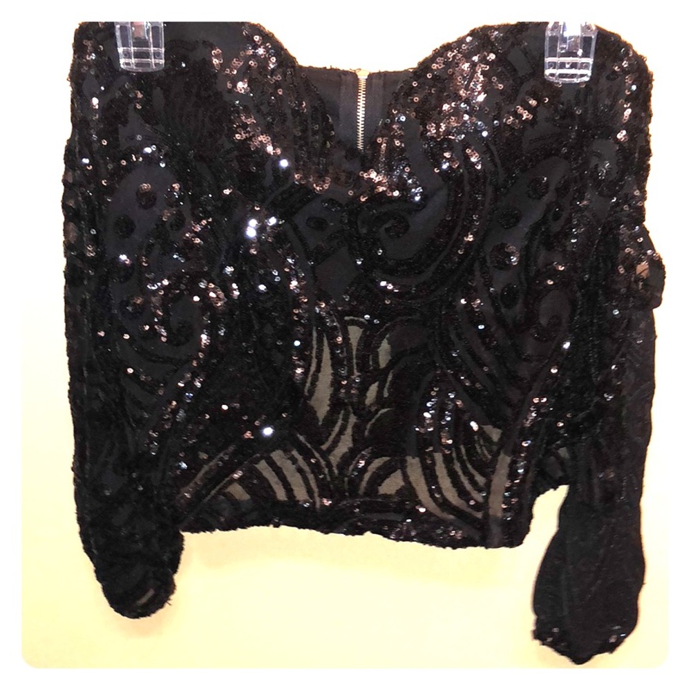 Sequin off the shoulder crop top